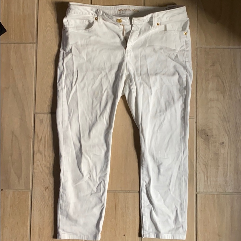 MICHAEL KORS white cropped skinny jeans